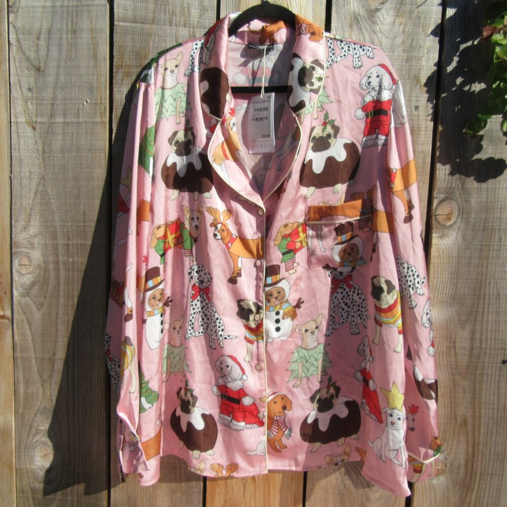 Brand New Karen Mabon Pink Christmas Dog Pajama Top & Pants Set Size 3XL - Picture 2 of 12